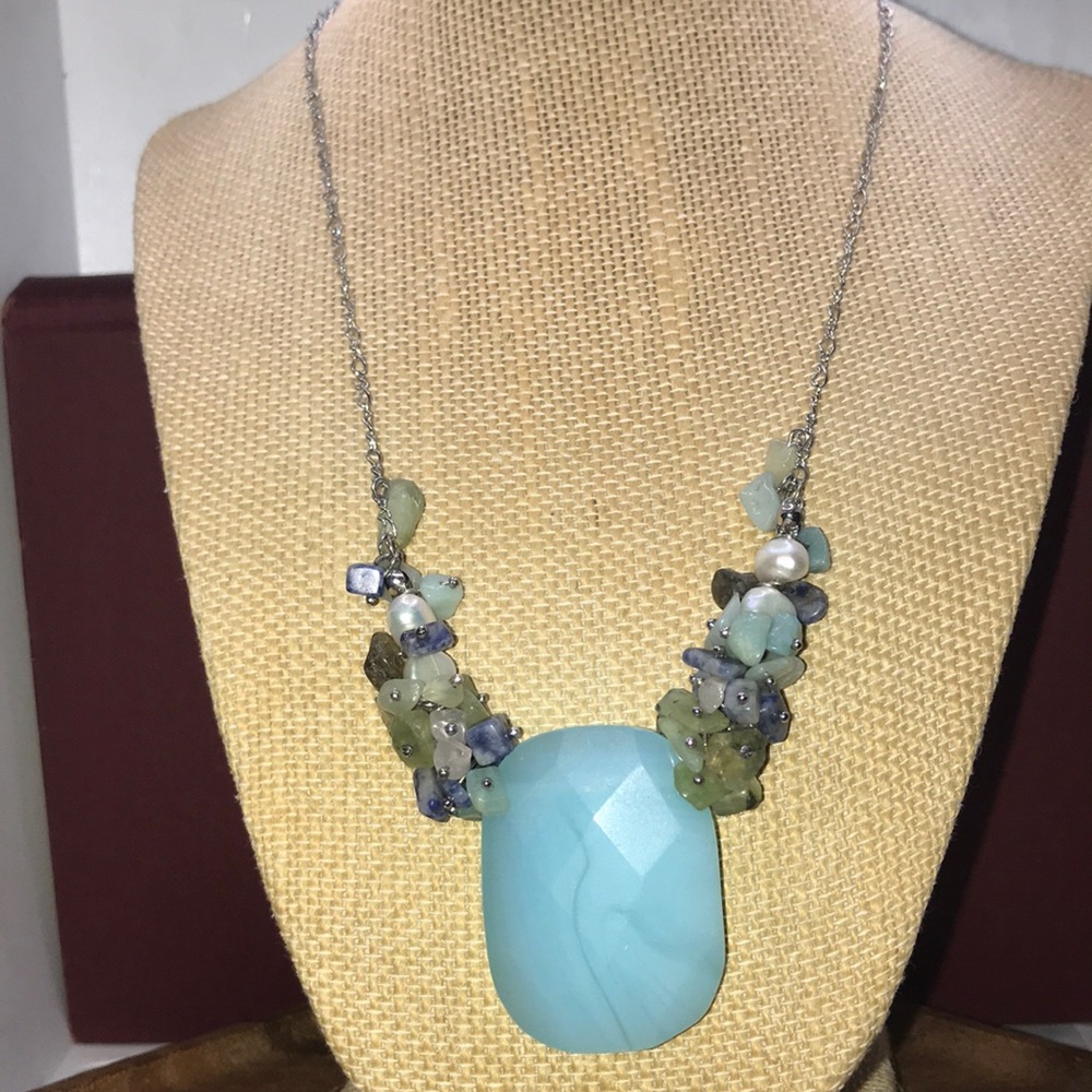 Genuine blue stone pendant necklace